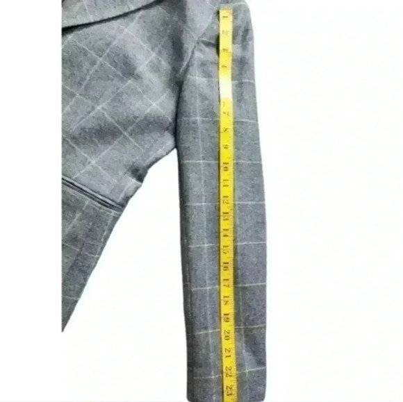 Massimo Dutti Slim Fit Checked Wool Suit Blazer Check Grey Yellow Women's 10 - Picture 15 of 16